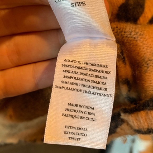 RAILS Eleanor Chestnut Tiger Stripe V-Neck Wool & Cashmere Sweater Size XS - Picture 5 of 6